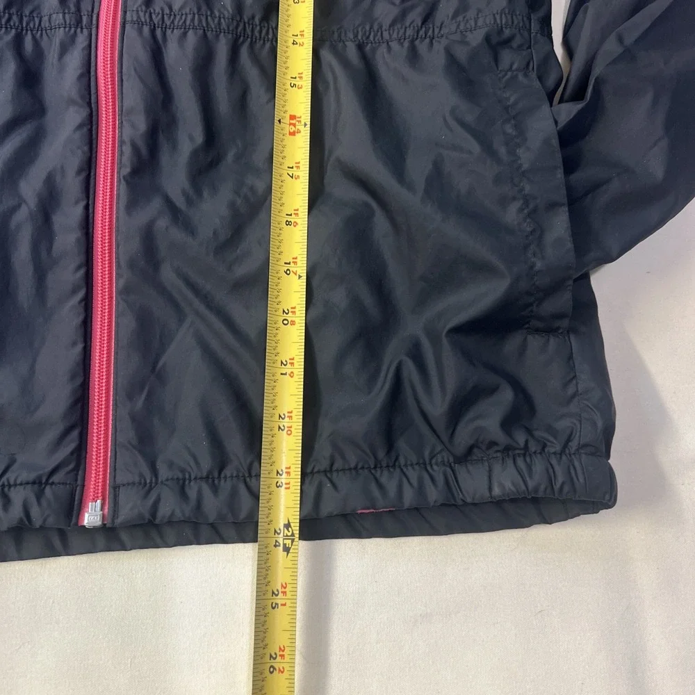 Columbia Youth Large 14/16 Hooded Jacket Black Pink Fleece Lined Full Zip